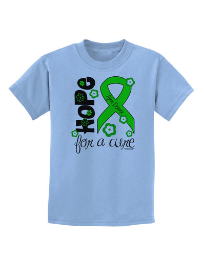 Hope for a Cure - Lime Green Ribbon Lyme Disease - Flowers Childrens T-Shirt-Childrens T-Shirt-TooLoud-Light-Blue-X-Small-Davson Sales