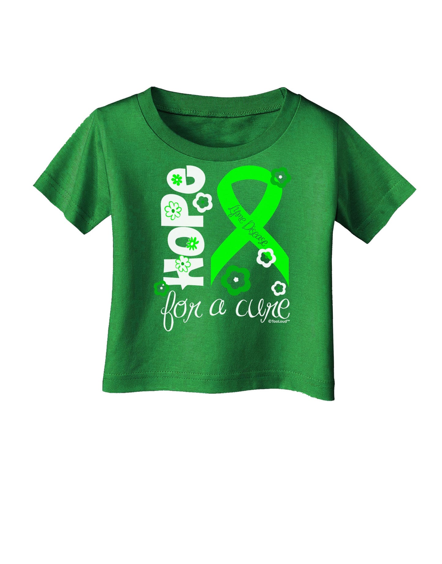 Hope for a Cure - Lime Green Ribbon Lyme Disease - Flowers Infant T-Shirt Dark-Infant T-Shirt-TooLoud-Clover-Green-06-Months-Davson Sales