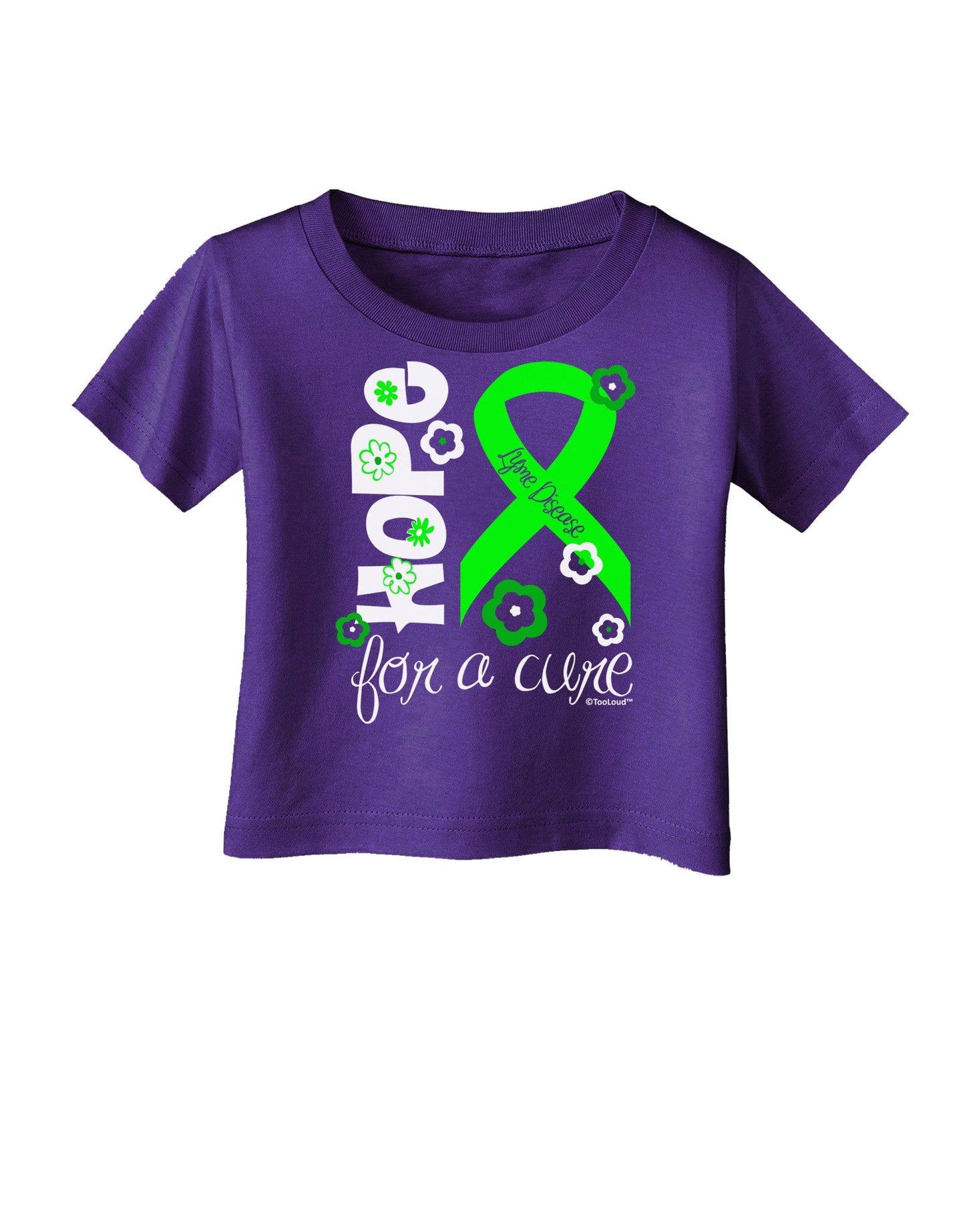 Hope for a Cure - Lime Green Ribbon Lyme Disease - Flowers Infant T-Shirt Dark-Infant T-Shirt-TooLoud-Purple-06-Months-Davson Sales