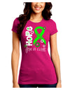 Hope for a Cure - Lime Green Ribbon Lyme Disease - Flowers Juniors Crew Dark T-Shirt-T-Shirts Juniors Tops-TooLoud-Hot-Pink-Juniors Fitted Small-Davson Sales