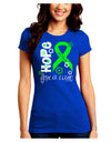 Hope for a Cure - Lime Green Ribbon Lyme Disease - Flowers Juniors Crew Dark T-Shirt-T-Shirts Juniors Tops-TooLoud-Royal-Blue-Juniors Fitted Small-Davson Sales