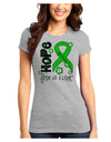 Hope for a Cure - Lime Green Ribbon Lyme Disease - Flowers Juniors T-Shirt-Womens Juniors T-Shirt-TooLoud-Ash-Gray-Juniors Fitted X-Small-Davson Sales