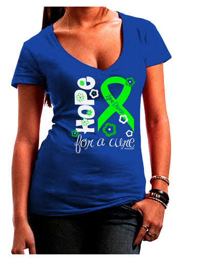 Hope for a Cure - Lime Green Ribbon Lyme Disease - Flowers Juniors V-Neck Dark T-Shirt-Womens V-Neck T-Shirts-TooLoud-Royal-Blue-Juniors Fitted Small-Davson Sales