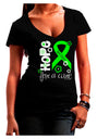 Hope for a Cure - Lime Green Ribbon Lyme Disease - Flowers Juniors V-Neck Dark T-Shirt-Womens V-Neck T-Shirts-TooLoud-Black-Juniors Fitted Small-Davson Sales