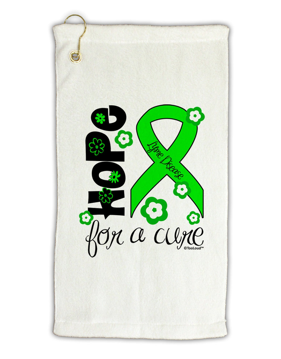 Hope for a Cure - Lime Green Ribbon Lyme Disease - Flowers Micro Terry Gromet Golf Towel 16 x 25 inch-Golf Towel-TooLoud-White-Davson Sales