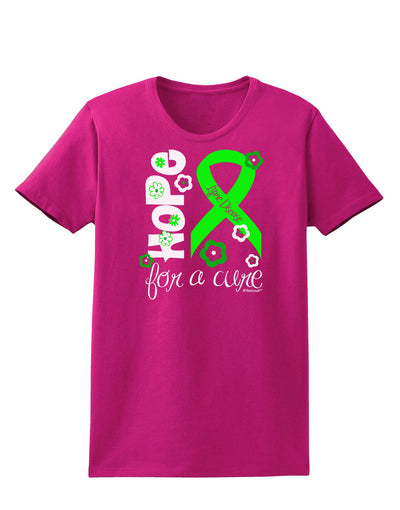 Hope for a Cure - Lime Green Ribbon Lyme Disease - Flowers Womens Dark T-Shirt-TooLoud-Hot-Pink-Small-Davson Sales