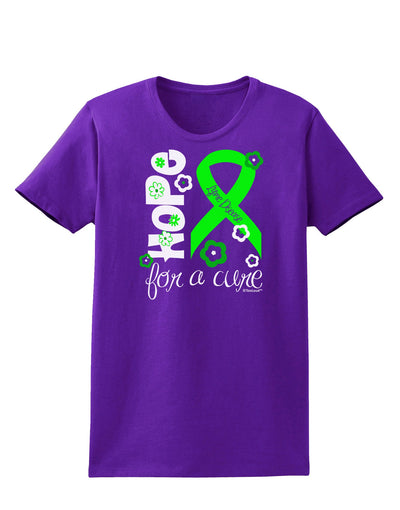 Hope for a Cure - Lime Green Ribbon Lyme Disease - Flowers Womens Dark T-Shirt-TooLoud-Purple-X-Small-Davson Sales