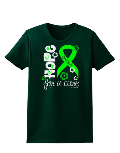 Hope for a Cure - Lime Green Ribbon Lyme Disease - Flowers Womens Dark T-Shirt-TooLoud-Forest-Green-Small-Davson Sales