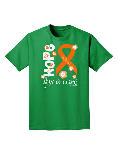 Hope for a Cure - Orange Ribbon Leukemia - Flowers Adult Dark T-Shirt-Mens T-Shirt-TooLoud-Kelly-Green-Small-Davson Sales