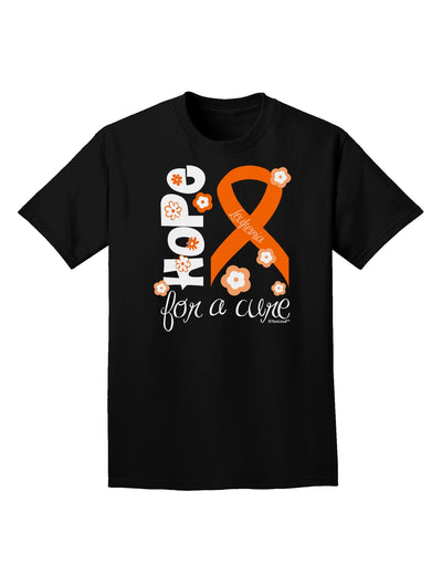 Hope for a Cure - Orange Ribbon Leukemia - Flowers Adult Dark T-Shirt-Mens T-Shirt-TooLoud-Black-Small-Davson Sales