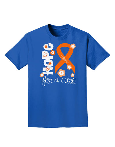 Hope for a Cure - Orange Ribbon Leukemia - Flowers Adult Dark T-Shirt-Mens T-Shirt-TooLoud-Royal-Blue-Small-Davson Sales