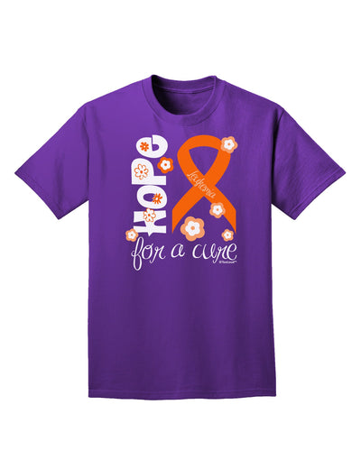 Hope for a Cure - Orange Ribbon Leukemia - Flowers Adult Dark T-Shirt-Mens T-Shirt-TooLoud-Purple-Small-Davson Sales
