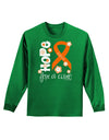 Hope for a Cure - Orange Ribbon Leukemia - Flowers Adult Long Sleeve Dark T-Shirt-TooLoud-Kelly-Green-Small-Davson Sales