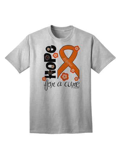 Hope for a Cure - Orange Ribbon Leukemia - Flowers Adult T-Shirt-Mens T-Shirt-TooLoud-AshGray-Small-Davson Sales
