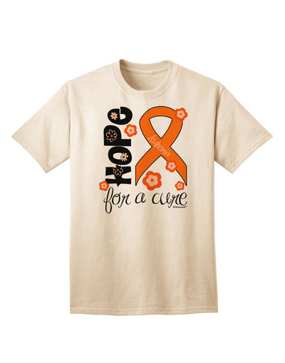 Hope for a Cure - Orange Ribbon Leukemia - Flowers Adult T-Shirt-Mens T-Shirt-TooLoud-Natural-Small-Davson Sales