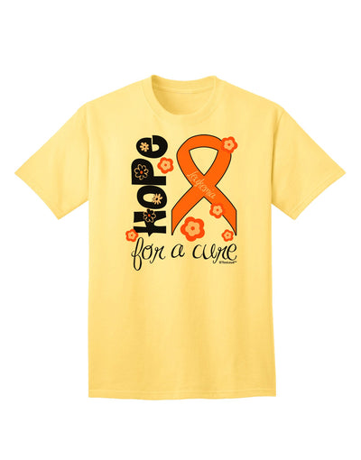 Hope for a Cure - Orange Ribbon Leukemia - Flowers Adult T-Shirt-Mens T-Shirt-TooLoud-Yellow-Small-Davson Sales