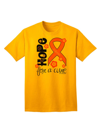 Hope for a Cure - Orange Ribbon Leukemia - Flowers Adult T-Shirt-Mens T-Shirt-TooLoud-Gold-Small-Davson Sales