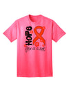 Hope for a Cure - Orange Ribbon Leukemia - Flowers Adult T-Shirt-Mens T-Shirt-TooLoud-Neon-Pink-Small-Davson Sales