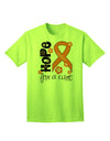 Hope for a Cure - Orange Ribbon Leukemia - Flowers Adult T-Shirt-Mens T-Shirt-TooLoud-Neon-Green-Small-Davson Sales