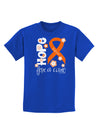 Hope for a Cure - Orange Ribbon Leukemia - Flowers Childrens Dark T-Shirt-Childrens T-Shirt-TooLoud-Royal-Blue-X-Small-Davson Sales