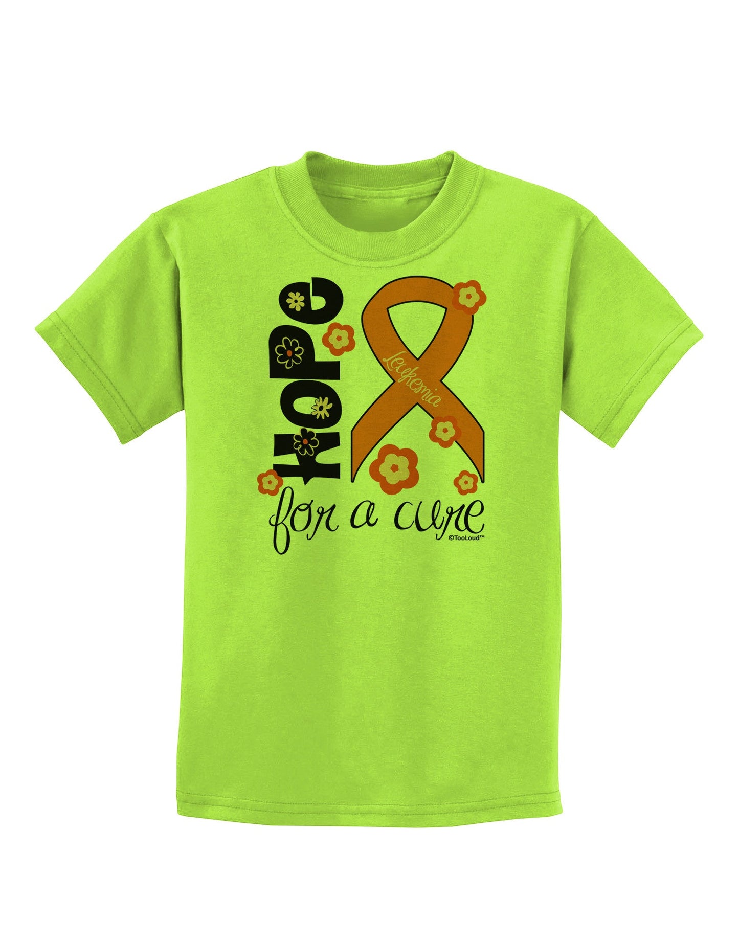 Hope for a Cure - Orange Ribbon Leukemia - Flowers Childrens T-Shirt-Childrens T-Shirt-TooLoud-Lime-Green-X-Small-Davson Sales