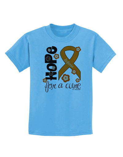 Hope for a Cure - Orange Ribbon Leukemia - Flowers Childrens T-Shirt-Childrens T-Shirt-TooLoud-Aquatic-Blue-X-Small-Davson Sales