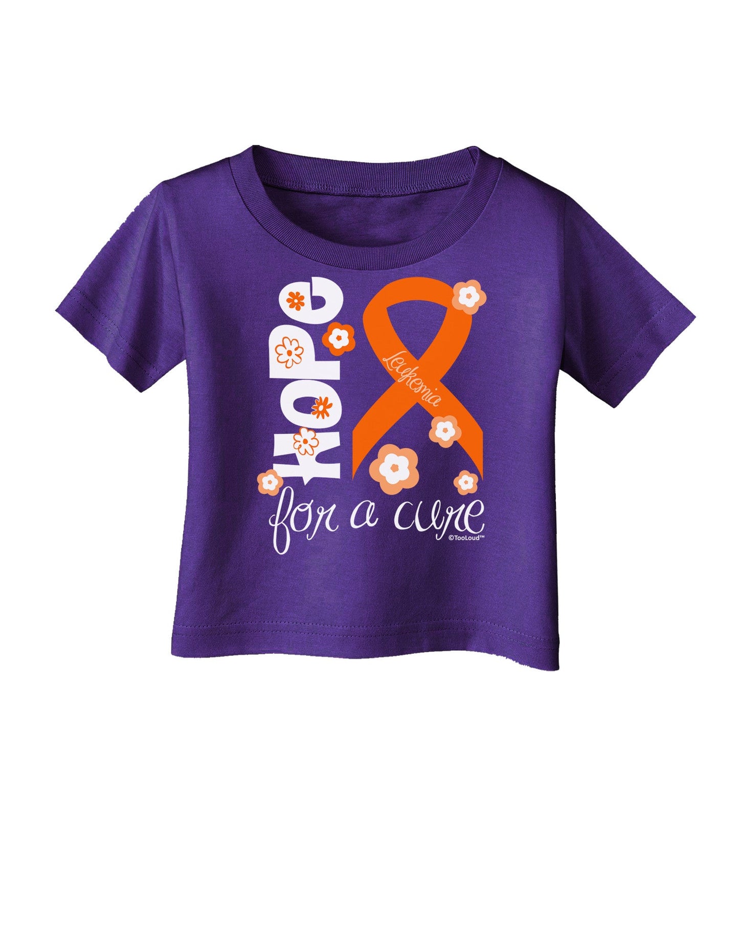 Hope for a Cure - Orange Ribbon Leukemia - Flowers Infant T-Shirt Dark-Infant T-Shirt-TooLoud-Purple-06-Months-Davson Sales