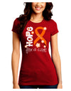 Hope for a Cure - Orange Ribbon Leukemia - Flowers Juniors Crew Dark T-Shirt-T-Shirts Juniors Tops-TooLoud-Red-Juniors Fitted Small-Davson Sales