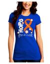 Hope for a Cure - Orange Ribbon Leukemia - Flowers Juniors Crew Dark T-Shirt-T-Shirts Juniors Tops-TooLoud-Royal-Blue-Juniors Fitted Small-Davson Sales