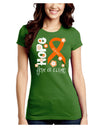 Hope for a Cure - Orange Ribbon Leukemia - Flowers Juniors Crew Dark T-Shirt-T-Shirts Juniors Tops-TooLoud-Kiwi-Green-Juniors Fitted Small-Davson Sales