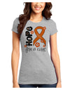 Hope for a Cure - Orange Ribbon Leukemia - Flowers Juniors T-Shirt-Womens Juniors T-Shirt-TooLoud-Ash-Gray-Juniors Fitted X-Small-Davson Sales