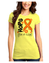 Hope for a Cure - Orange Ribbon Leukemia - Flowers Juniors T-Shirt-Womens Juniors T-Shirt-TooLoud-Yellow-Juniors Fitted X-Small-Davson Sales