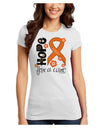 Hope for a Cure - Orange Ribbon Leukemia - Flowers Juniors T-Shirt-Womens Juniors T-Shirt-TooLoud-White-Juniors Fitted X-Small-Davson Sales