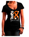 Hope for a Cure - Orange Ribbon Leukemia - Flowers Juniors V-Neck Dark T-Shirt-Womens V-Neck T-Shirts-TooLoud-Black-Juniors Fitted Small-Davson Sales