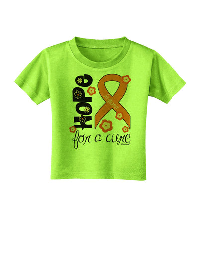 Hope for a Cure - Orange Ribbon Leukemia - Flowers Toddler T-Shirt-Toddler T-Shirt-TooLoud-Lime-Green-2T-Davson Sales