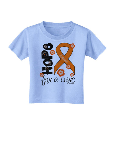 Hope for a Cure - Orange Ribbon Leukemia - Flowers Toddler T-Shirt-Toddler T-Shirt-TooLoud-Aquatic-Blue-2T-Davson Sales