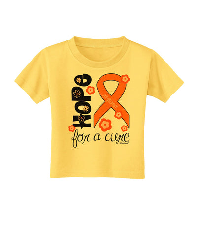 Hope for a Cure - Orange Ribbon Leukemia - Flowers Toddler T-Shirt-Toddler T-Shirt-TooLoud-Yellow-2T-Davson Sales