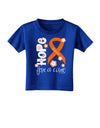 Hope for a Cure - Orange Ribbon Leukemia - Flowers Toddler T-Shirt Dark-Toddler T-Shirt-TooLoud-Royal-Blue-2T-Davson Sales