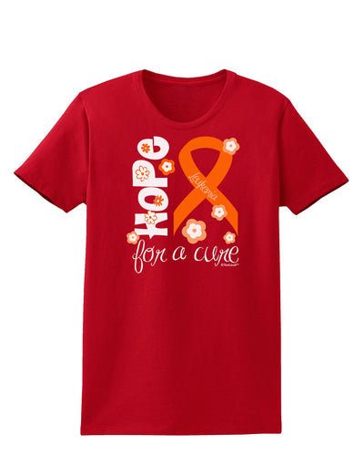 Hope for a Cure - Orange Ribbon Leukemia - Flowers Womens Dark T-Shirt-TooLoud-Red-X-Small-Davson Sales