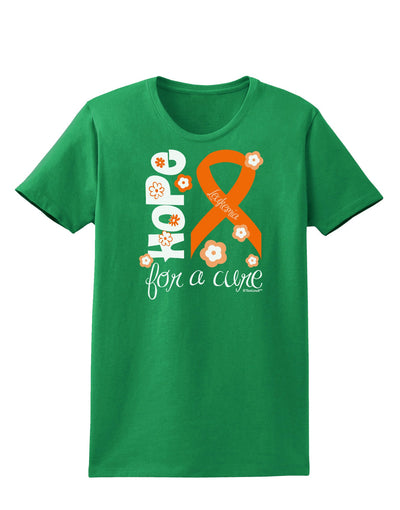 Hope for a Cure - Orange Ribbon Leukemia - Flowers Womens Dark T-Shirt-TooLoud-Kelly-Green-X-Small-Davson Sales