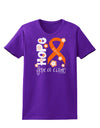 Hope for a Cure - Orange Ribbon Leukemia - Flowers Womens Dark T-Shirt-TooLoud-Purple-X-Small-Davson Sales
