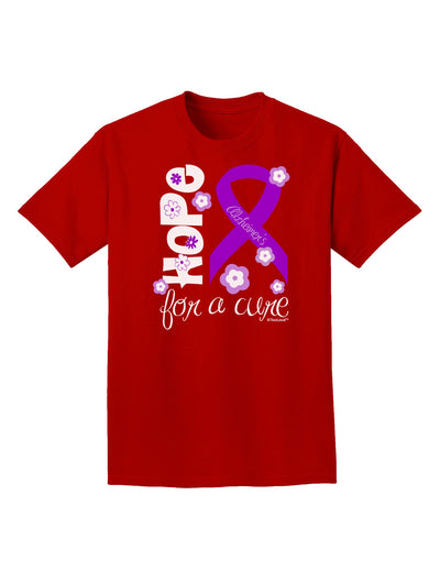 Hope for a Cure - Purple Ribbon Alzheimers Disease - Flowers Adult Dark T-Shirt-Mens T-Shirt-TooLoud-Red-Small-Davson Sales
