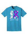 Hope for a Cure - Purple Ribbon Alzheimers Disease - Flowers Adult Dark T-Shirt-Mens T-Shirt-TooLoud-Turquoise-Small-Davson Sales