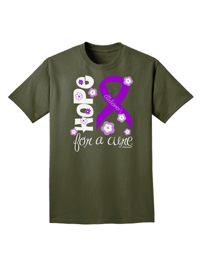 Hope for a Cure - Purple Ribbon Alzheimers Disease - Flowers Adult Dark T-Shirt-Mens T-Shirt-TooLoud-Military-Green-Small-Davson Sales