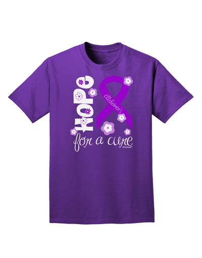 Hope for a Cure - Purple Ribbon Alzheimers Disease - Flowers Adult Dark T-Shirt-Mens T-Shirt-TooLoud-Purple-Small-Davson Sales