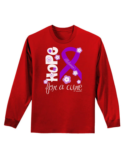 Hope for a Cure - Purple Ribbon Alzheimers Disease - Flowers Adult Long Sleeve Dark T-Shirt-TooLoud-Red-Small-Davson Sales