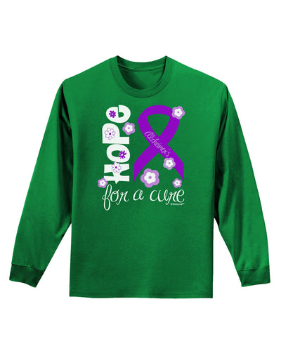 Hope for a Cure - Purple Ribbon Alzheimers Disease - Flowers Adult Long Sleeve Dark T-Shirt-TooLoud-Kelly-Green-Small-Davson Sales