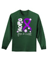 Hope for a Cure - Purple Ribbon Alzheimers Disease - Flowers Adult Long Sleeve Dark T-Shirt-TooLoud-Dark-Green-Small-Davson Sales