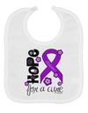 Hope for a Cure - Purple Ribbon Alzheimers Disease - Flowers Baby Bib