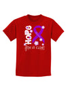 Hope for a Cure - Purple Ribbon Alzheimers Disease - Flowers Childrens Dark T-Shirt-Childrens T-Shirt-TooLoud-Red-X-Small-Davson Sales